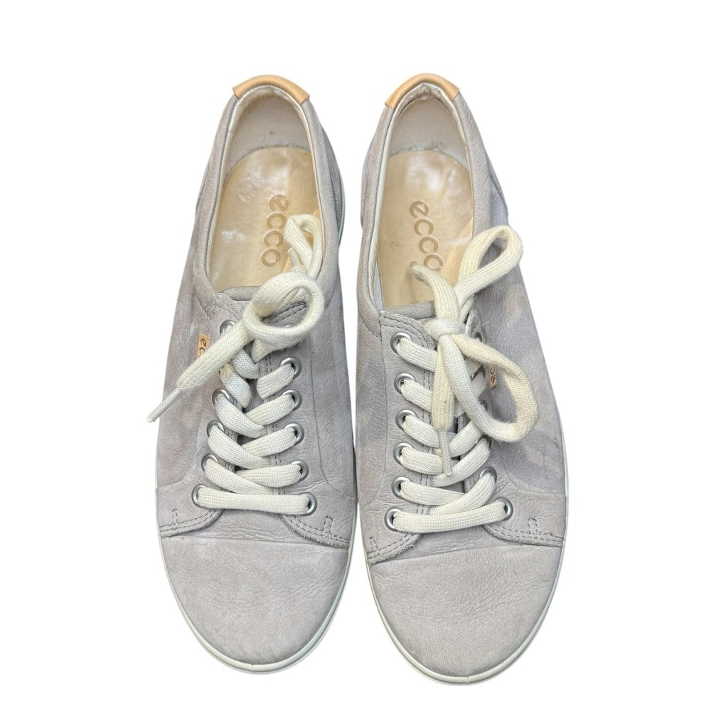 ECCO Shoes Womens Size 7 Gray Suede Lace Up Extra Width Walking Sneakers Comfort